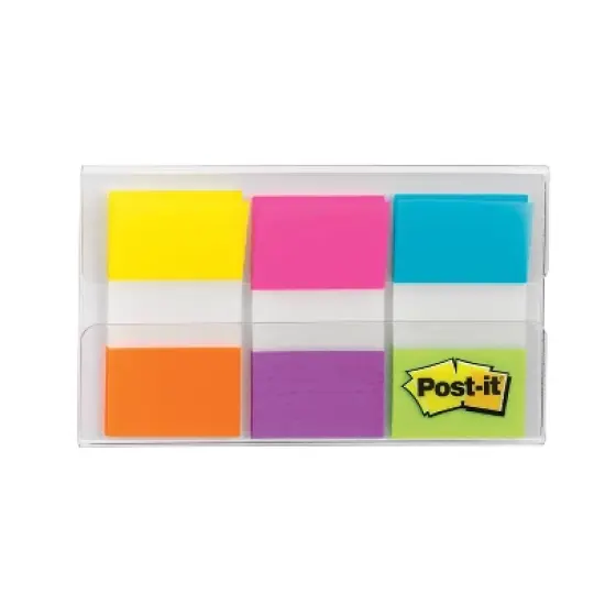 Post-it 60ct .47" Wide Flags with On-the-Go Dispenser - Electric Glow Collection: Multicolor Office Supplies, Removable File Tabs image {10}