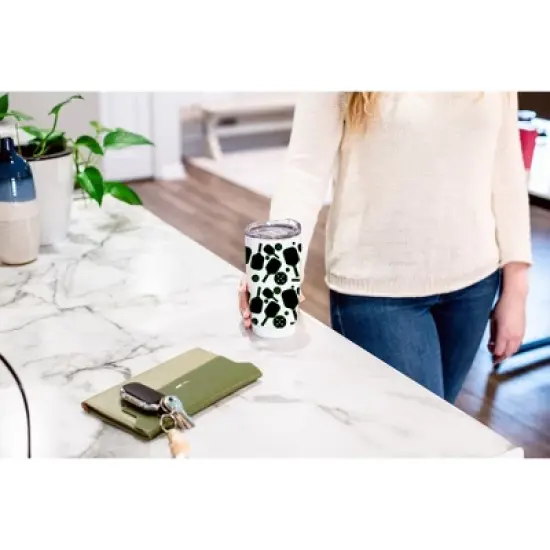 100 North 20 Ounce Stainless Steel On the Go Travel Tumbler With Push Top Lid, Pickleball Paddle White image {3}