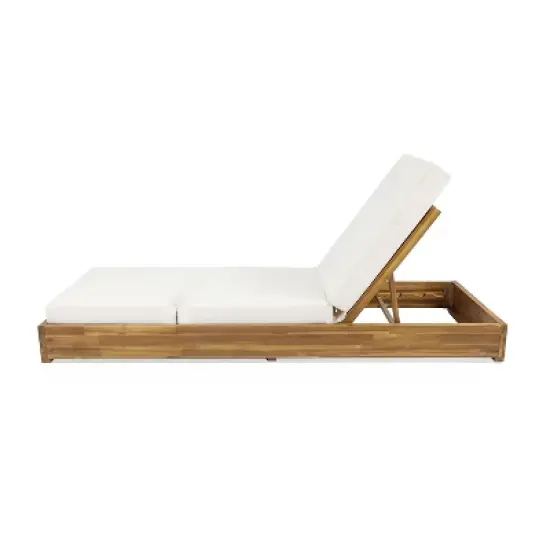 Christopher Knight Home Mira Outdoor Adjustable Acacia Wood Chaise Lounge with Cushion image {9}