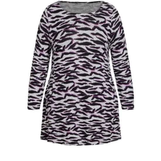 Women's Plus Size Zebra Tunic - purple | EVANS image {2}