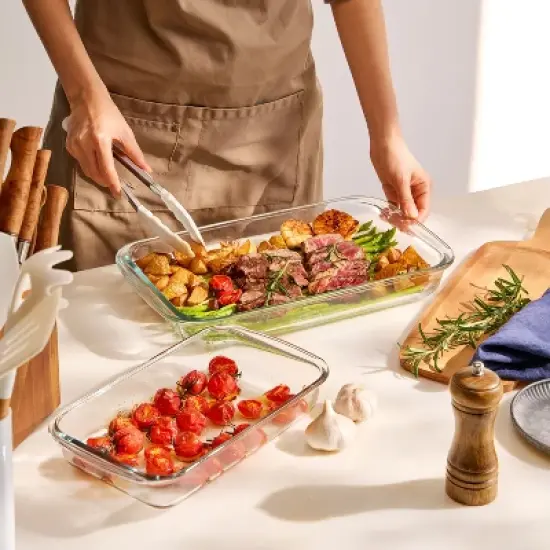 Sorbus 8-Piece Deep Glass Baking Dish Set with Lids - Versatile, Durable, Oven-Safe, & Dishwasher-Safe for Easy Baking, Storing, & Serving image {1}