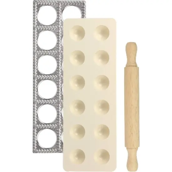 O'Creme Ravioli Maker, Makes Twelve 2" Squares with Rolling Pin image {4}