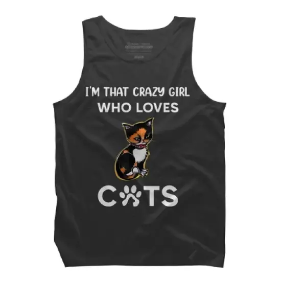 Men's Design By Humans I'm That Crazy Girl Who Loves Cats Cartoon By MeowShop Tank Top image {3}