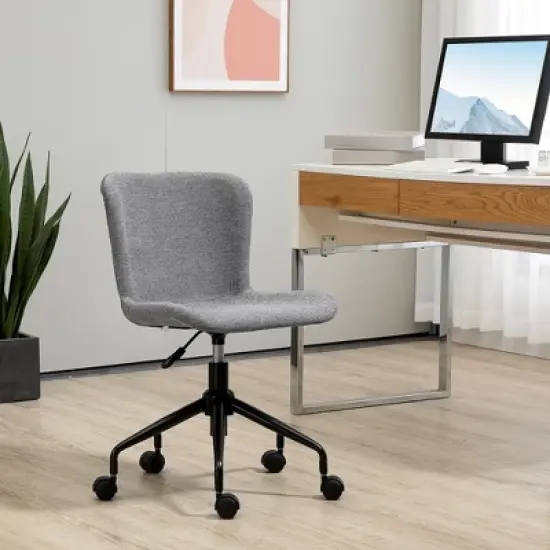 Vinsetto Home Office Chair, Swivel Task Chair with Adjustable Height and Armless Design for Small Space, Living Room, Bedroom, Gray image {1}