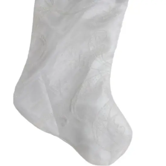 Northlight 20.5-Inch White Glitter Sheer Organza With a Faux Fur Cuff Christmas Stocking image {2}