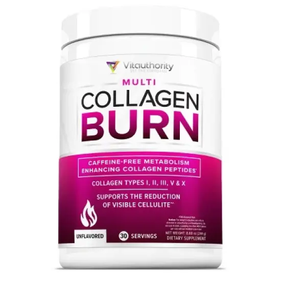 Multi Collagen Burn Powder, Hydrolyzed Collagen Peptides Powder with Types I II III V X for Weight Loss Support, Vitauthority, Unflavored image {7}