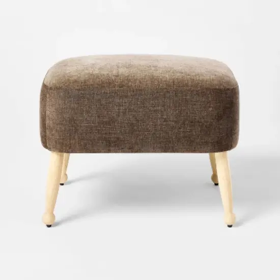 Corallina Upholstered Wooden Ottoman Natural Wood/Dark Brown - Threshold&trade; designed with Studio McGee image {5}