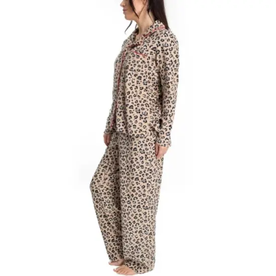 Hanes Womens Stretch Fleece Notch Collar Pajama Set image {1}