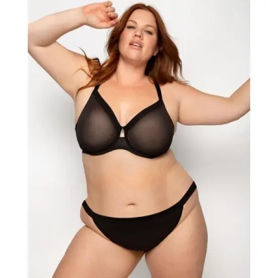 Curvy Couture Women's Plus Size Sheer Mesh String Bikini Panty image {3}