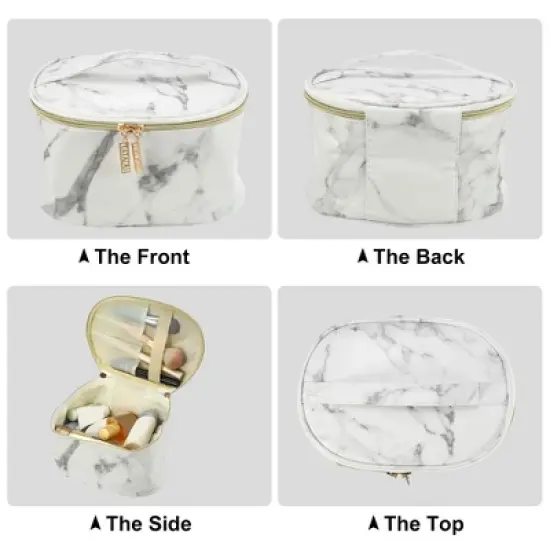 Unique Bargains Makeup Bag Cosmetic Travel Bag Make Up Brush Organizer Bag Marble Makeup Storage Toiletry Bag for Women 8"x6"x5" 1 Pcs image {4}