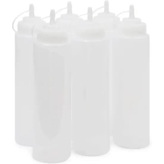 Juvale 6 Pack Plastic Condiment Squeeze Bottles for Restaurants, Clear (29 oz) image {8}