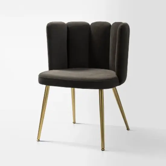 Barbara Contemparary Velvet Vanity Stool for Makeup Room, Moden Accent Side Chairs for Living Room with Shell Back and Golden Metal Legs | ARTFUL LIVING DESIGN image {27}