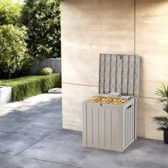 DSVIMOY Deck Boxes, 4-Piece 45 Gal Outdoor Storage Deck Box, Small Patio Storage Bin for Garden Tools, Black & Brown, 30.75"*17.13"*21.85" image {4}