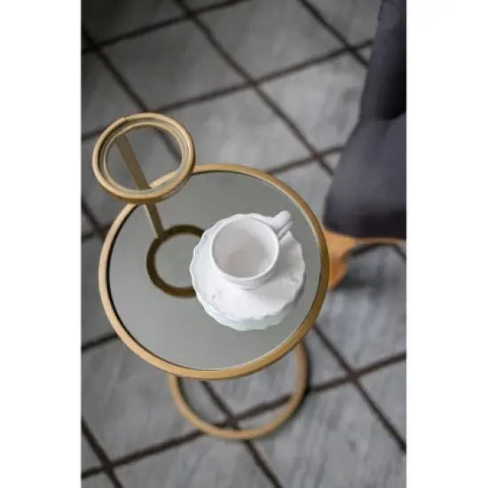Round Chair Side Table Gold/Clear - A&B Home image {4}