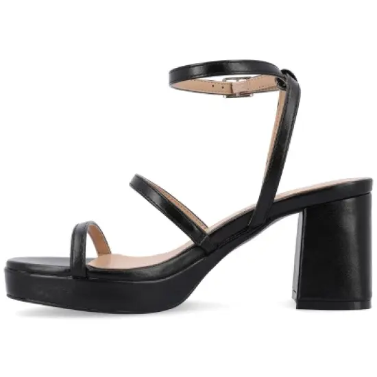 Journee Collection Womens Samilee Metallic Vegan Leather Platform Sandals image {1}