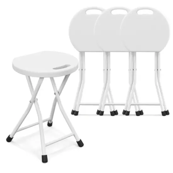 Tangkula 4PCS 18"H Folding Stool Portable & Foldable Camping Chair w/ Carrying Handle image {10}