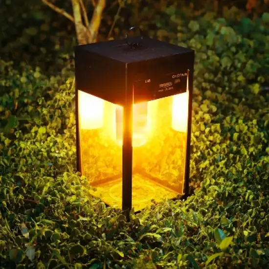 Techko Maid Solar Portable Outdoor Lantern with Flame Effect Matte Black image {5}