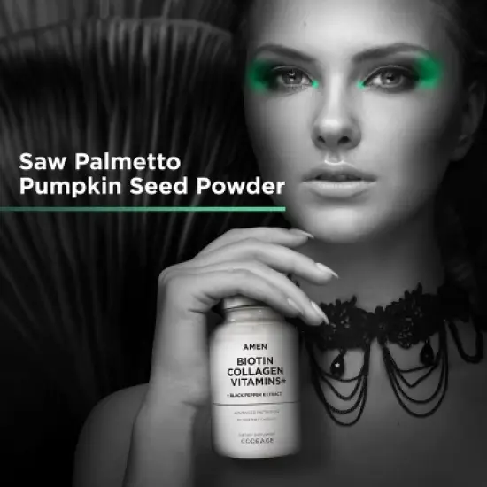 Amen Biotin Collagen Peptides, Vitamins C & E, Folate, Keratin, Hyaluronic Acid, Hair & Skin, 90 ct image {5}