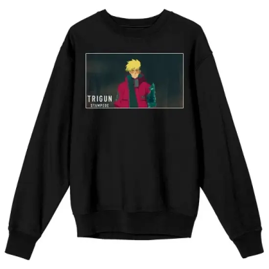 Trigun Stampede Vash Screengrab Crew Neck Long Sleeve Black Adult Sweatshirt image {3}