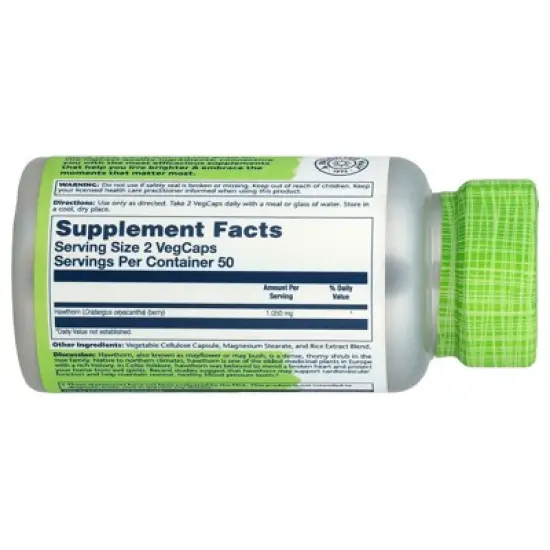 Solaray True Herbs, Hawthorn, 100 VegCaps (525 mg per Capsule) image {1}