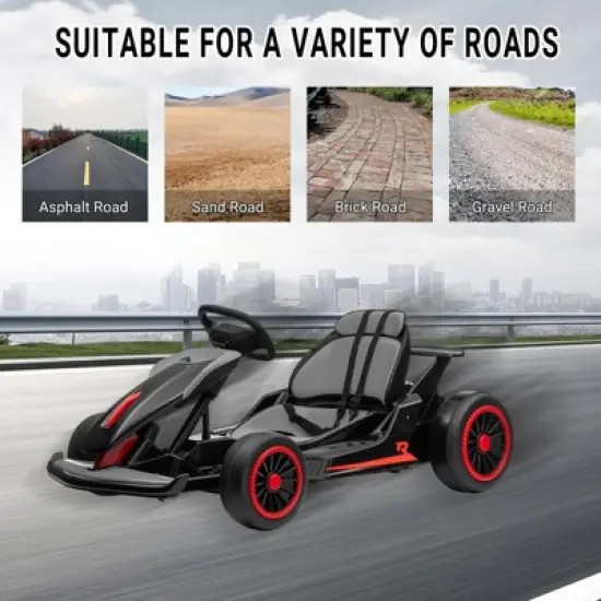 Kids Go Kart, Ride On Drift Kart with Dual 200W Motors, 24V Battery Powered Electric Drift Car, Outdoor 2-Speed Ride On Racing Toy image {3}