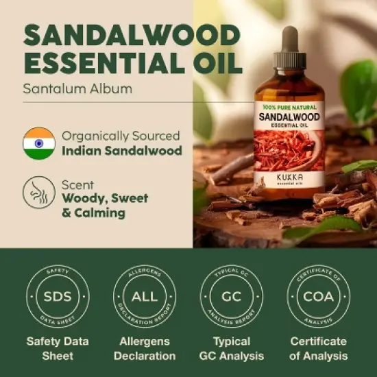 Sandalwood Essential Oil (4 Fl Oz / 118 ml) - KUKKA Sandalwood Oil image {4}