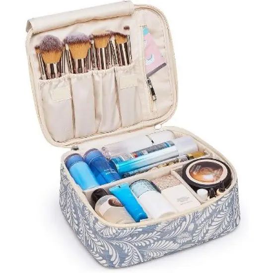 Narwey Travel Makeup Bag Large Cosmetic Bag Makeup Case Organizer for Women image {2}