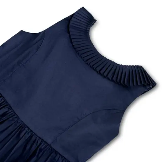 Hope & Henry Girls' Sleeveless Pleated Collar Sateen Party Dress, Infant image {1}