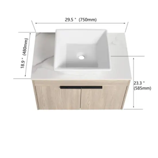 ChicFurnit Bathroom Vanity 42 Inch Modern Design Float Bathroom Vanity With Ceramic Art Sink Door for Bathroom, White, 41.5"*18.9"*23.3" image {2}