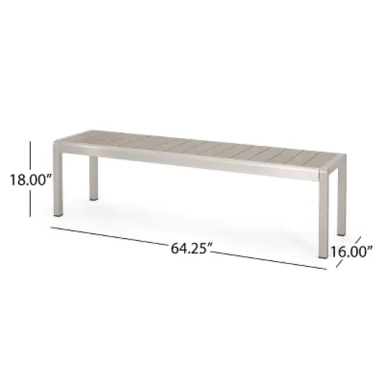 GDFStudio Crested Bay Outdoor Aluminum and Faux Wood Bench image {2}