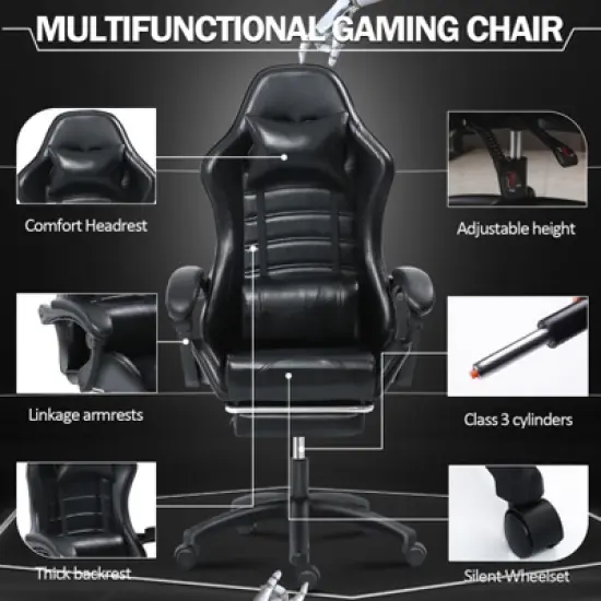 KTMBDW Gaming Chair, Computer Chair with Footrest and Lumbar Support,Height Adjustable Game Chair with 360&deg;-Swivel Seat and Headrest for Office,Gaming image {5}