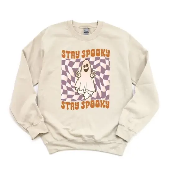 Simply Sage Market Women's Graphic Sweatshirt Checkered Stay Spooky Ghost image {5}