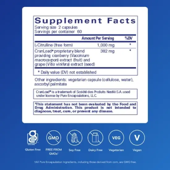 Pure Encapsulations Nitric Oxide Ultra (Capsules) - Supports Nitric Oxide Production - With L-Citrulline & CranLoad Cranberry Extract image {1}