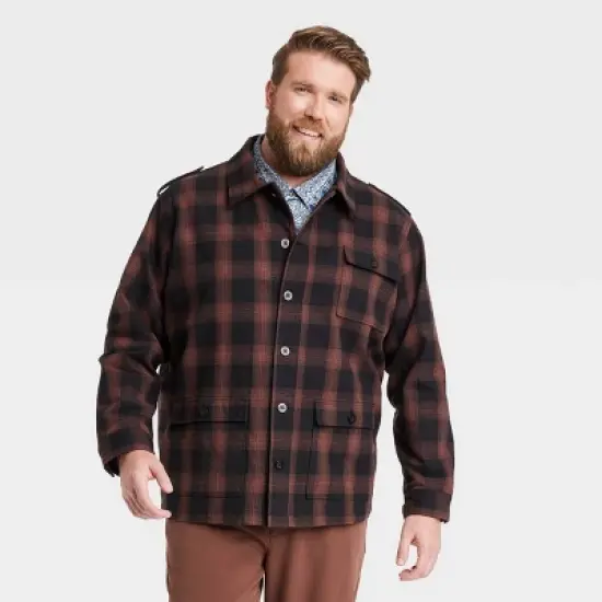 Houston White Adult Lightweight Plaid Chore Jacket - Brown  image {4}