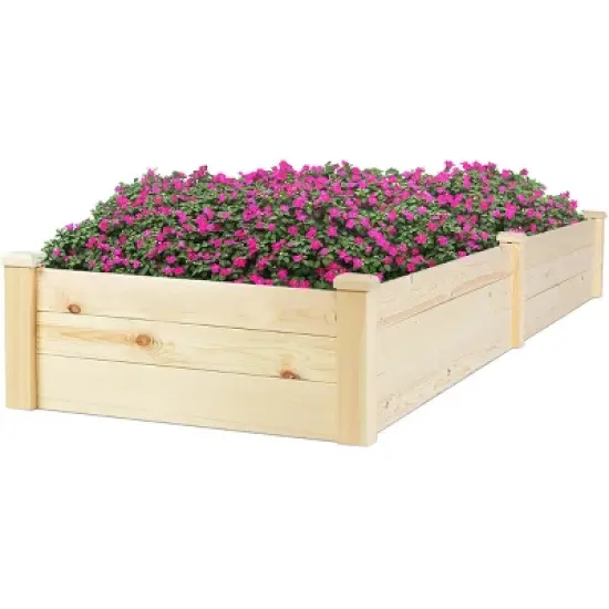 Tangkula Raised Garden Bed Planter Wooden Elevated Vegetable Flower Rectangular Kit Box image {9}