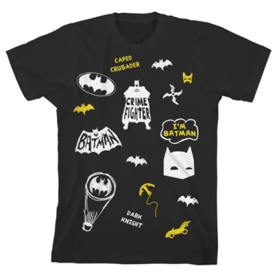 Batman Icons Black T-shirt Toddler Boy to Youth Boy image {6}