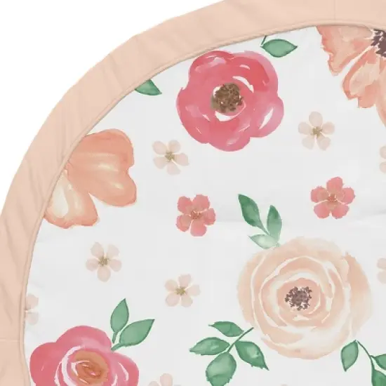 Sweet Jojo Designs Girl Baby Tummy Time Playmat Watercolor Floral Peach Green and White image {2}