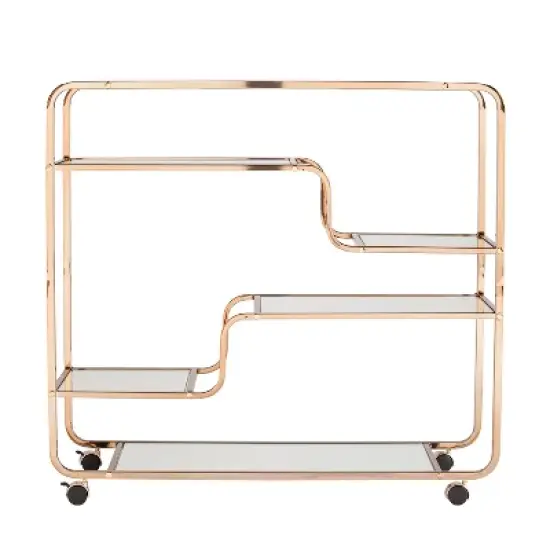 Marianne Mirrored Bar Cart Gold - Aiden Lane image {3}