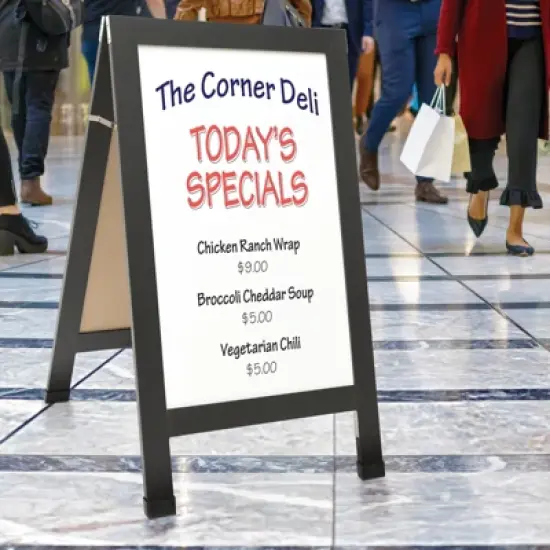 Excello Global Products 40" x 22" Indestructible A-Frame Whiteboard - Black image {4}