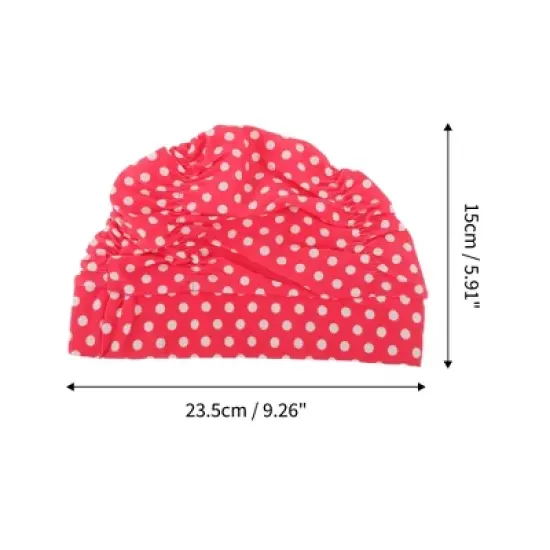 Unique Bargains Polyester Polka Dots Pattern Swim Cap 5.91"x9.25" Red White 1 Pc image {3}
