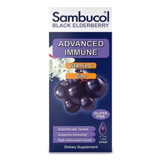 Sambucol Black Elderberry Advanced Vegan Immune Support Syrup with Vitamin C and Zinc - 4 fl oz image {6}