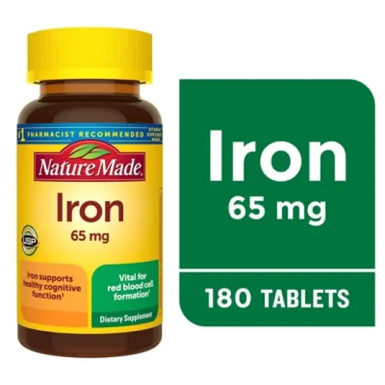 Nature Made Iron 65 mg (from Ferrous Sulfate) Tablets - 180ct image {6}