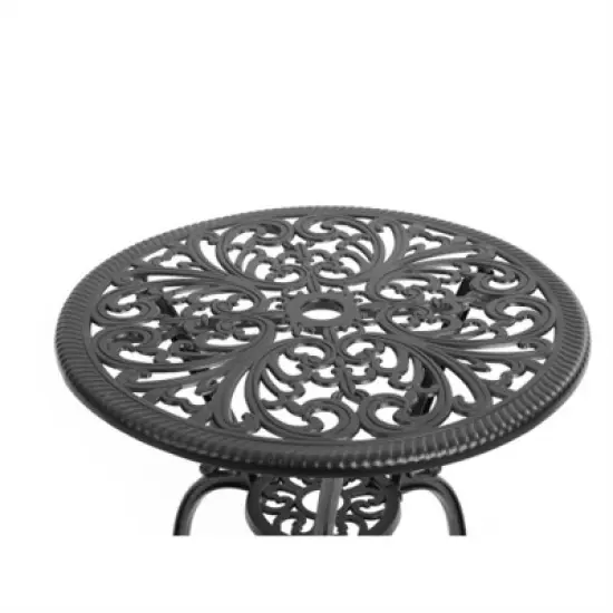 SKRAN Set of 3 Outdoor Table and Chair Set , Patio Furniture Set,Rust-Resistant Cast Aluminum Patio Bistro Set for Patio, Balcony, Garden, Black image {5}