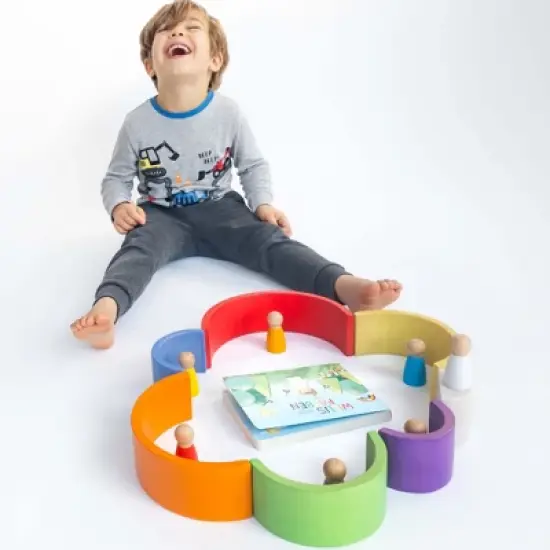 Extasticks Willie's Rainbow World Wooden Arches And Peg Dolls Set With Book image {2}