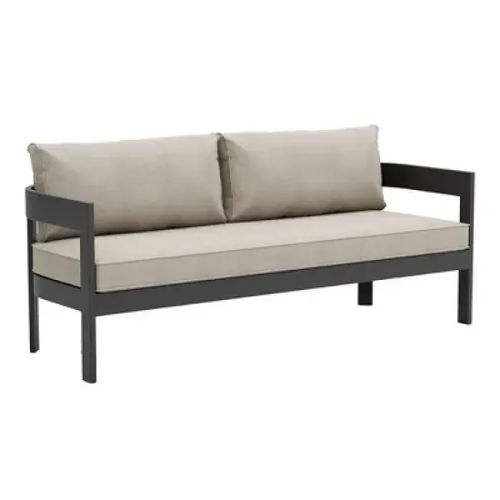 Greemotion 5pc Lotus Metal Frame Outdoor Patio Conversation Furniture Sets with Ceramic Top Side Table Black: Aluminized Finish image {7}