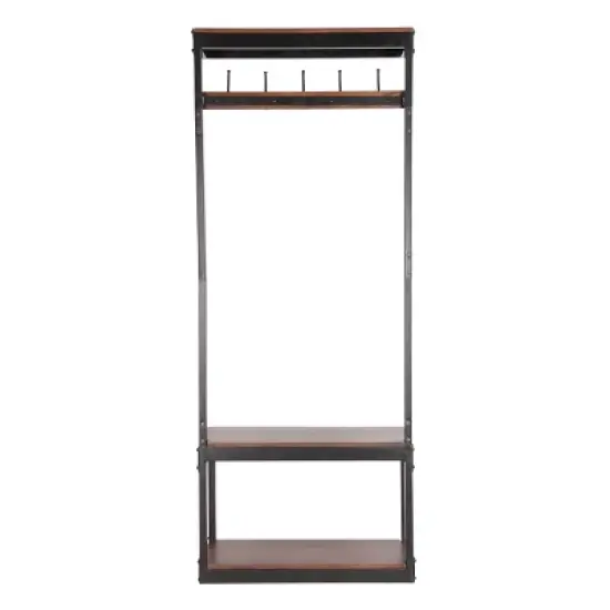 Willards Modern Industrial Handcrafted Mango Wood Coat Rack with Bench Cafe Brown/Black - Christopher Knight Home image {5}