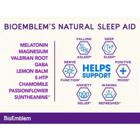 BioEmblem Natural Sleep Aid for Adults with Melatonin 60ct image {4}