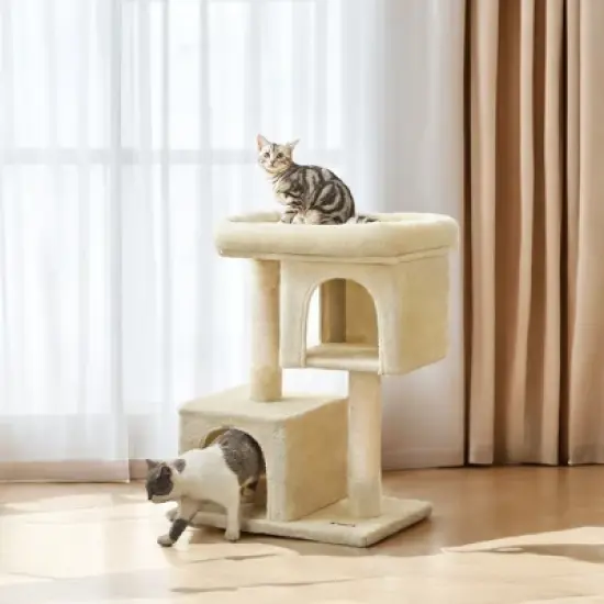 Cat Tree, 33.1-Inch Cat Tower, Cat Condo for Large Cats up to 16 lb, Large Cat Perch, 2 Cat Caves, Scratching Post, Cat Houses for Indoor image {5}
