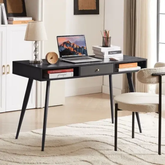 Kumasinova Mid-Century Computer Desk with Drawers,Multi-Functional Modern Gaming Desk for Study/Makeup,Study Desk for Home Office image {6}