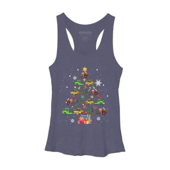 Women's Design By Humans Christmas Tractor Tree Gift Farmer Shirts Funny Tractor Xmas By VitMon Racerback Tank Top image {4}